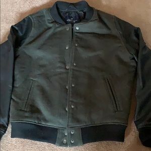American Eagle bomber jacket leather sleeves